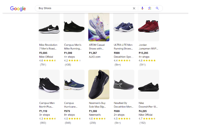 Google search query - buy shoes